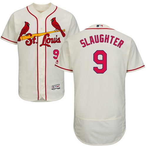 Cardinals #9 Enos Slaughter Cream Flexbase Authentic Collection Stitched MLB Jersey - Click Image to Close